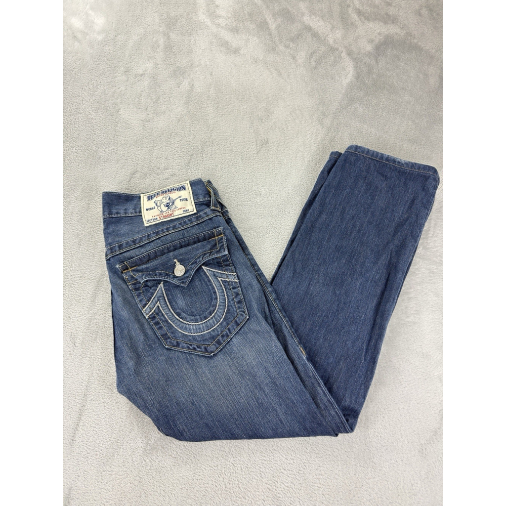 Vintage True Religion Jeans Men's Size 33 W X 29 L Straight Leg Jeans Made USA